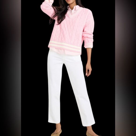 Women's Mid Rise Classic Straight Leg Chino Ankle Pants, White, Size 16 - Picture 1 of 8